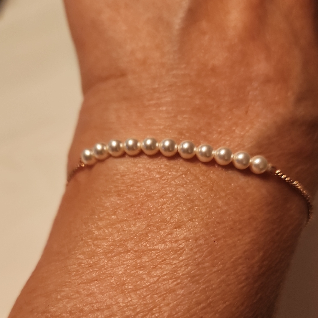 Origami Owl Pearl Bead Bracelet In White And Gold 18$
